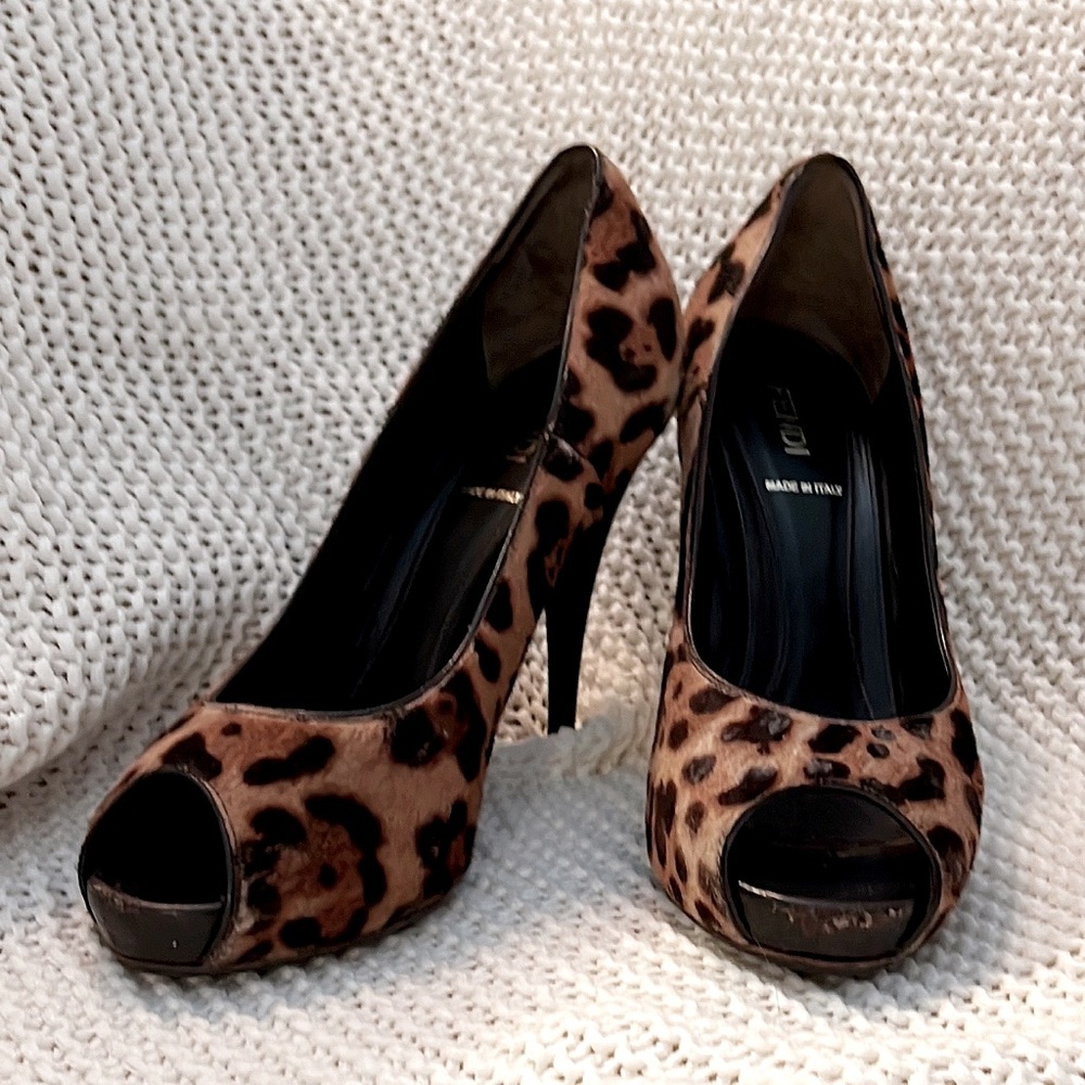 Fendi Ponyhair Peep-toe Pumps